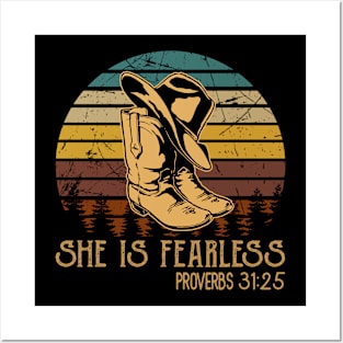 She Is Fearless Cowboy Boots Posters and Art